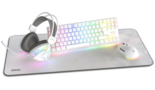 Krom Klass Pack Gaming 4 en 1 RGB Blanco con Teclado Mecánico Krom Klass Pack Gaming 4 en 1 RGB Blanco con Teclado Mecánico