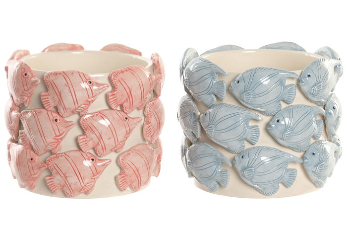 DKD Home Decor Macetero Mediterraneo Azul Coral Cerámica 18 x 15 x 18 cm (2 Unidades) DKD Home Decor Macetero Mediterraneo Azul Coral Cerámica 18 x 15 x 18 cm (2 Unidades)