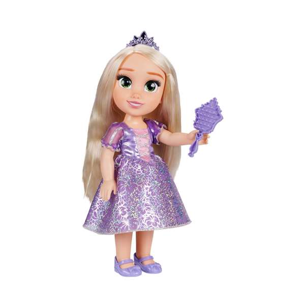 Jakks Pacific Muñeca Articulada Princesa Rapunzel de Disney 38 cm PVC con Vestido, Tiara, Zapatos y Cepillo