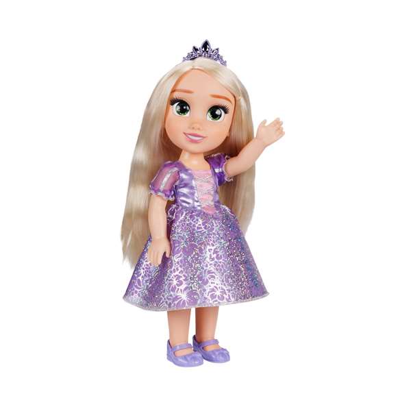 Jakks Pacific Muñeca Articulada Princesa Rapunzel de Disney 38 cm PVC con Vestido, Tiara, Zapatos y Cepillo