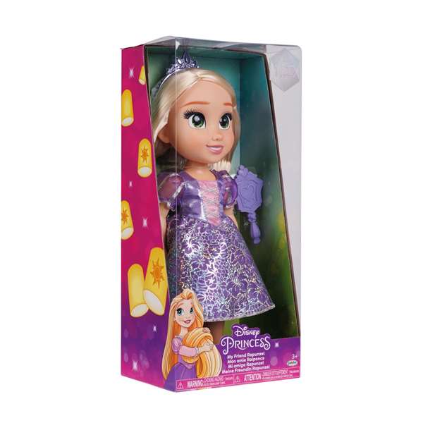 Jakks Pacific Muñeca Articulada Princesa Rapunzel de Disney 38 cm PVC con Vestido, Tiara, Zapatos y Cepillo
