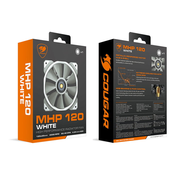 Cougar Ventilador Gehäuse MHP 120, 120mm, Blanco