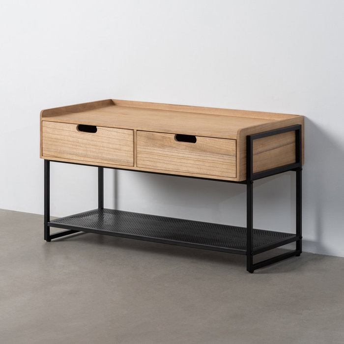 Mueble Cajones Natural-Negro Dm-Metal 100 X 48 X 56,50 cm