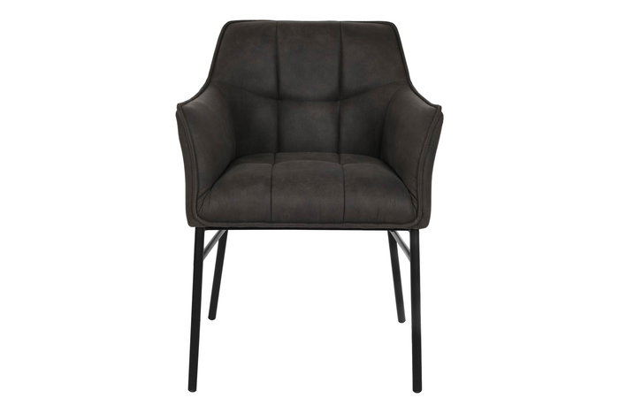 DKD Home Decor Silla Loft Marron Oscuro Negro Microfibra Metal 60 x 84 x 60 cm