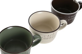 DKD Home Decor Taza Gres Verde Beige 180ml 8.6 x 5 x 10 cm Apto Microondas Lavavajillas (12 Unidades)