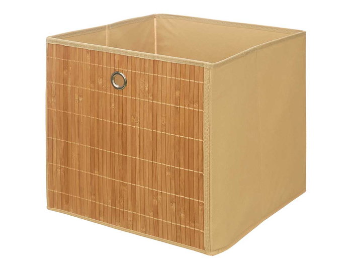 Kipit Caja Organizadora Plegable de Bambú, Color Beige, Dimensiones 32x32x1.5 cm (Cerrada) / 32x33x32 cm (Abierta) (Set de 24)