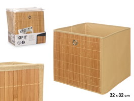 Kipit Caja Organizadora Plegable de Bambú, Color Beige, Dimensiones 32x32x1.5 cm (Cerrada) / 32x33x32 cm (Abierta) (Set de 24)