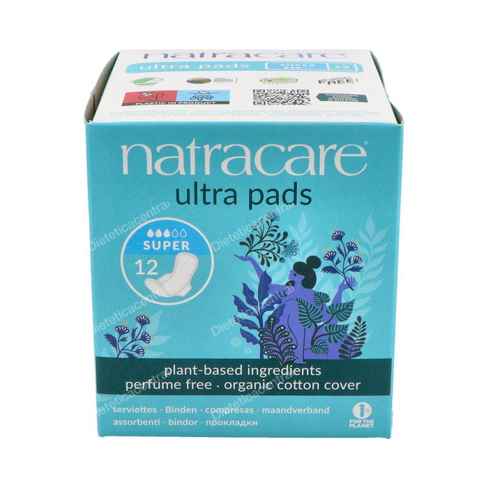 NATRACARE Compresa Super Con Alas 12Uds. Orgánico - Flujo Medio-Abundante, Sin Cloro, Plásticos o Fragancia NATRACARE Compresa Super Con Alas 12Uds. Orgánico - Flujo Medio-Abundante, Sin Cloro, Plásticos o Fragancia