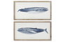 DKD Home Decor Set de 2 Cuadros de Cristal y Abeto Ballena 70x35 cm