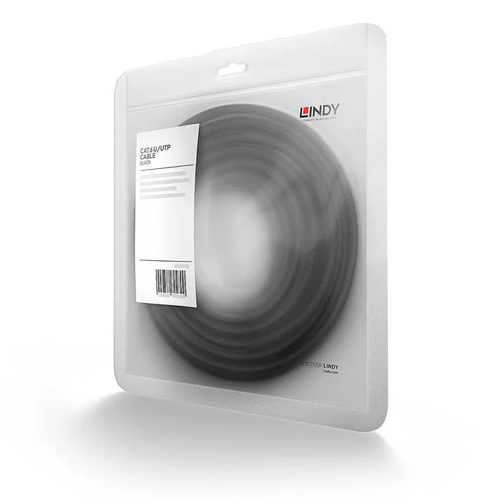 Lindy 48078 Cable de Red Cat6 U/UTP 2 Metros Negro, Conectores RJ-45 Macho Blindados, Gigabit Ethernet 1000 Mbit/s