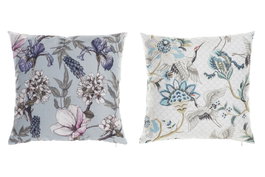 DKD Home Decor Cojín de Flores Multicolor (Surtido de 2)