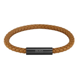 Boss Pulsera de Cuero Marrón 19cm con Cierre Magnético