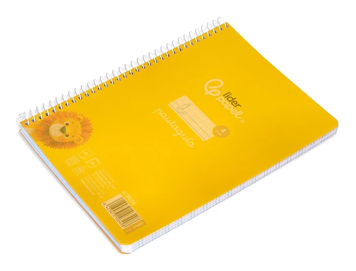 Liderpapel Cuaderno Espiral A5 Pautaguía Tapa Plástico 80 Hojas 90gr Cuadro Pautado 4mm con Margen Color Amarillo