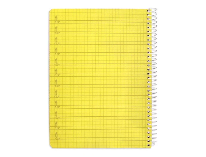 Liderpapel Cuaderno Espiral A5 Pautaguía Tapa Plástico 80 Hojas 90gr Cuadro Pautado 4mm con Margen Color Amarillo