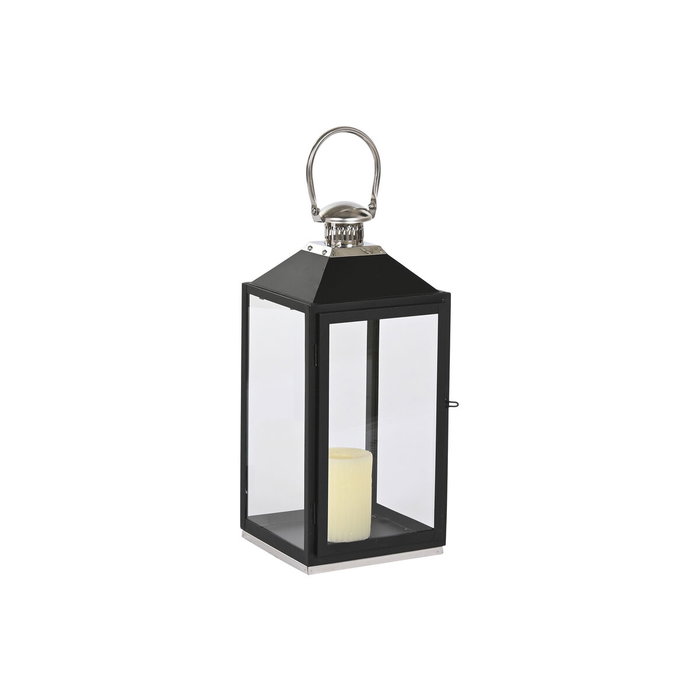 DKD Home Decor Set de 2 Farolas de Acero y Cristal Negro DKD Home Decor Set de 2 Farolas de Acero y Cristal Negro