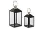 DKD Home Decor Farola Negro Plateado Acero y Cristal 18 x 18 x 41 cm Set de 2