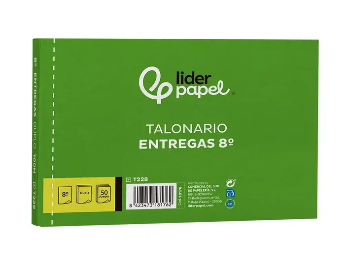 Liderpapel T228 Talonario Entregas 8º Original y Copia Apaisado