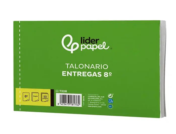 Liderpapel T228 Talonario Entregas 8º Original y Copia Apaisado
