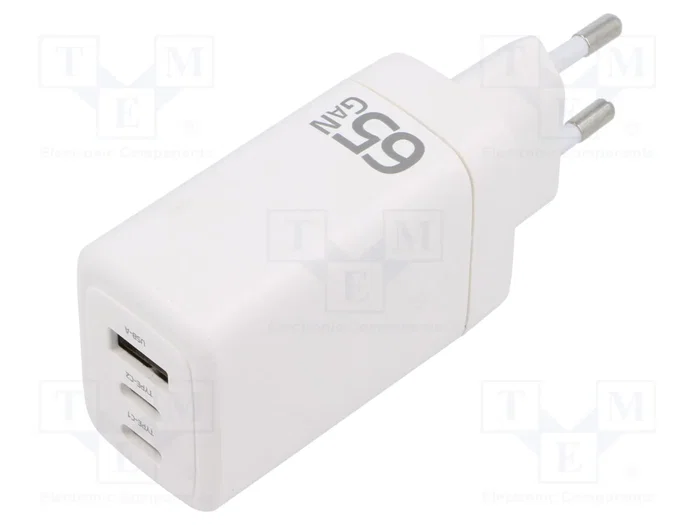 Qoltec Cargador 65W GaN Blanco con 2 x USB-C PD y 1 x USB QC 3.0 Qoltec Cargador 65W GaN Blanco con 2 x USB-C PD y 1 x USB QC 3.0