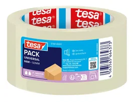 Tesa Cinta Adhesiva de Polipropileno Transparente para Embala, Rollo de 66 m Largo x 50 mm Ancho, Precinto de Embalaje