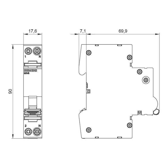 Siemens 5SV6016-6KK16 AFDD-MCB 16A 2P 230V