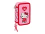 Safta Plumier Escolar Hello Kitty Triple Cremallera con 37 Piezas, 195x125x55 mm