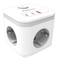FELLOWES Cubo multienchufe con USB Ampra color blanco