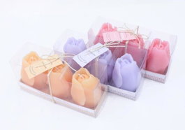 DKD Home Decor Set de 3 Velas Tulipán en Colores Surtidos