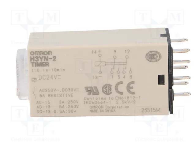 OMRON H3YN Relé de tiempo 24VDC DPDT 0,1s÷10min OMRON H3YN Relé de tiempo 24VDC DPDT 0,1s÷10min