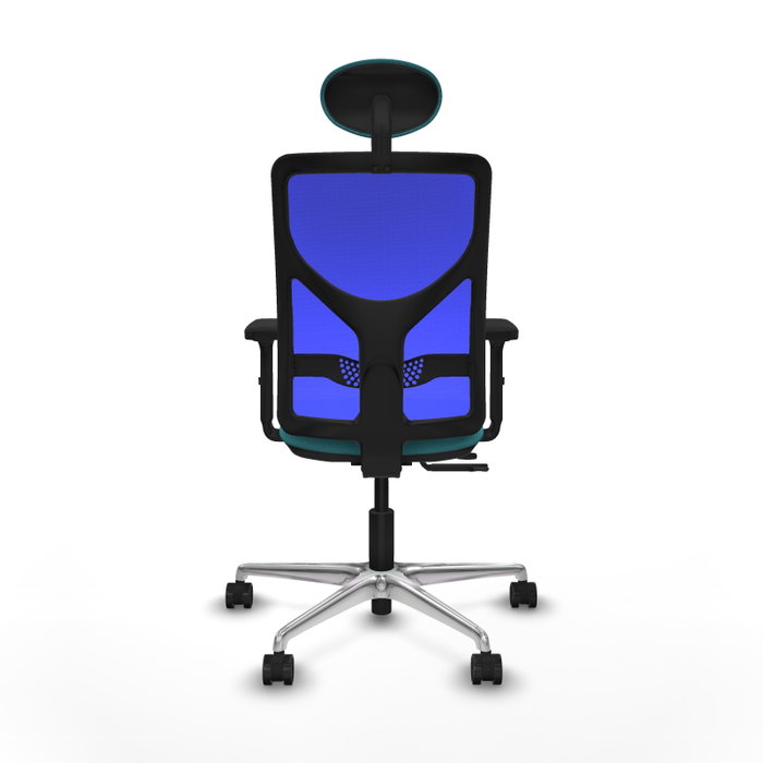 PIQUERAS Y CRESPO Silla de oficina Motilla con mecanismo Sincro/Traslack, Tela Turquesa y Malla Azul