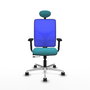 PIQUERAS Y CRESPO Silla de oficina Motilla con mecanismo Sincro/Traslack, Tela Turquesa y Malla Azul