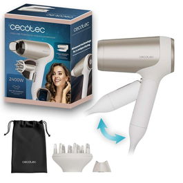 Cecotec Secador de Pelo IoniCare Power&Go Heaven 2400W Champán Plegable Difusor Iónico