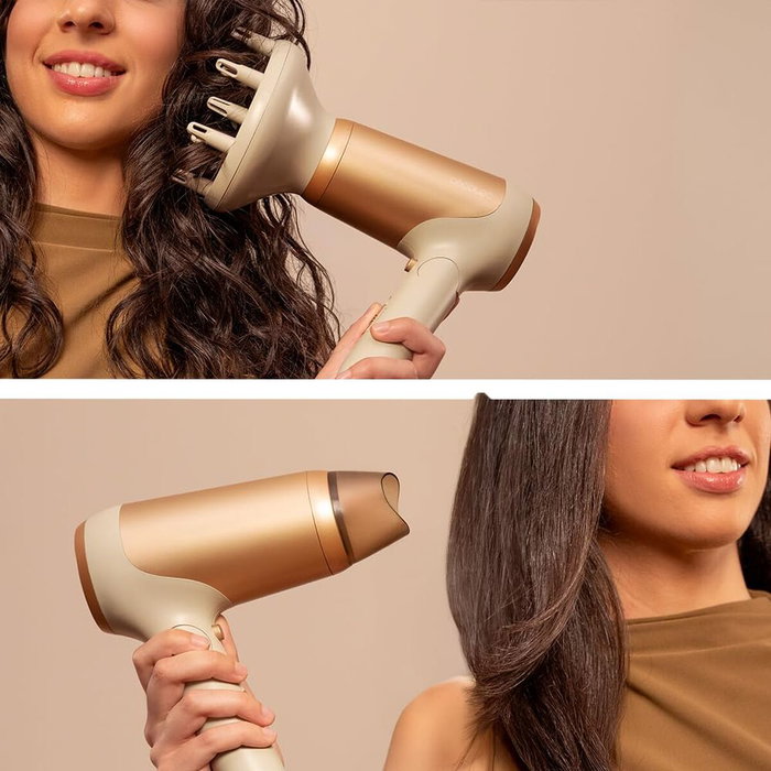 Cecotec Secador de Pelo IoniCare Power&Go Heaven 2400W Champán Plegable Difusor Iónico