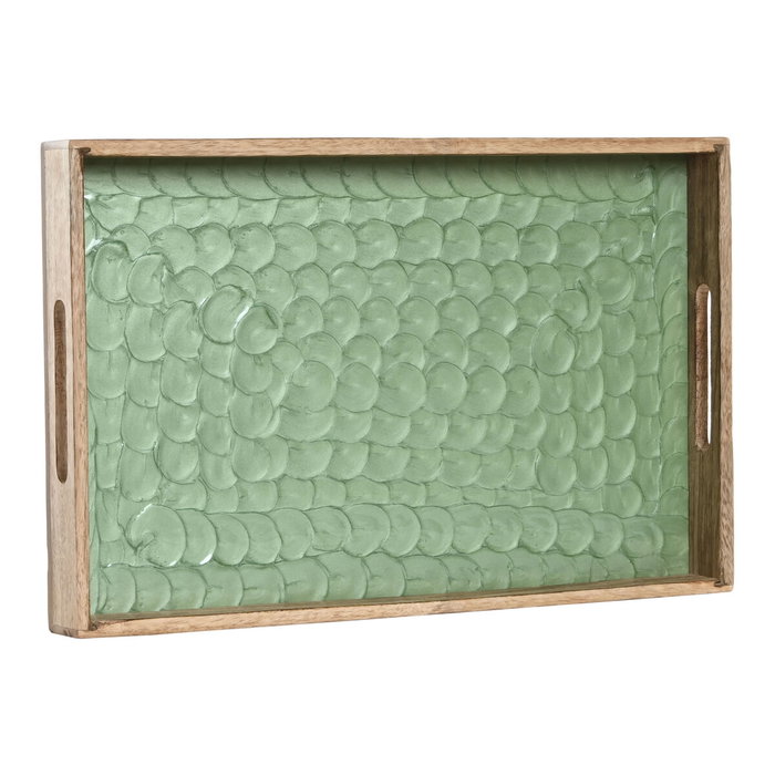 DKD Home Decor Bandeja de Mango Lacado Verde National Green