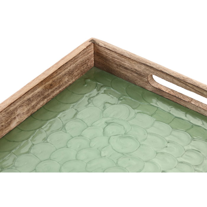 DKD Home Decor Bandeja de Mango Lacado Verde National Green