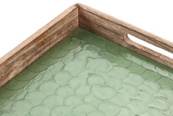 DKD Home Decor Bandeja de Mango Lacado Verde National Green