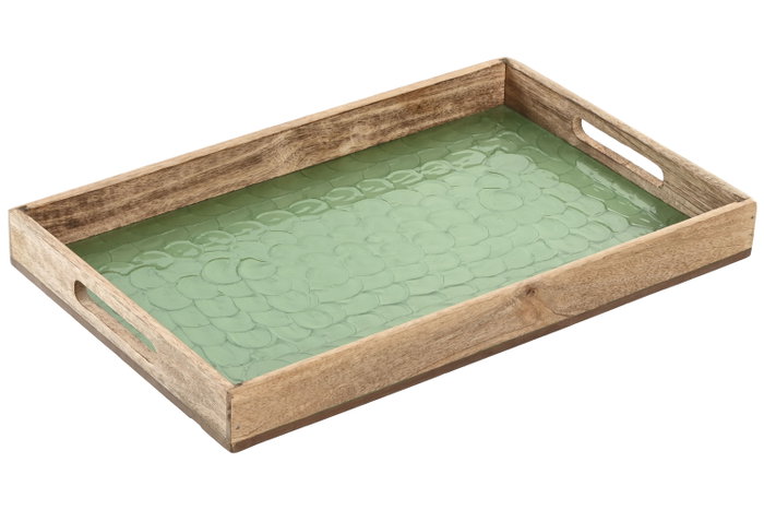 DKD Home Decor Bandeja de Mango Lacado Verde National Green