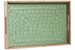 DKD Home Decor Bandeja de Mango Lacado Verde National Green