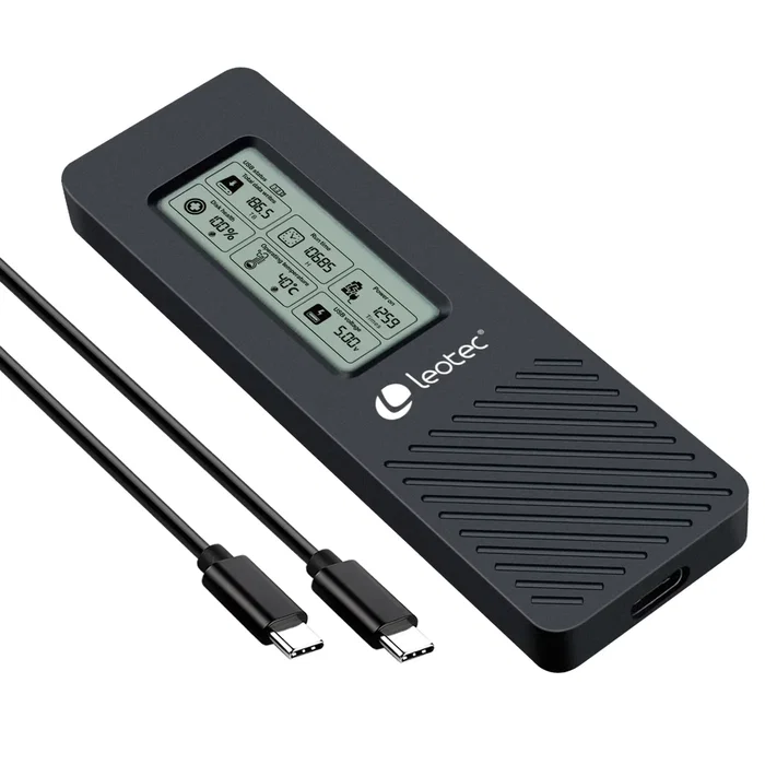 Leotec Caja Externa para SSD M.2 NVMe USB-C 3.2 Gen 2 con Panel LCD LEM2EXT01 - Hasta 10 Gbps, Compatible hasta 4TB, Aluminio Negro Leotec Caja Externa para SSD M.2 NVMe USB-C 3.2 Gen 2 con Panel LCD LEM2EXT01 - Hasta 10 Gbps, Compatible hasta 4TB, Aluminio Negro