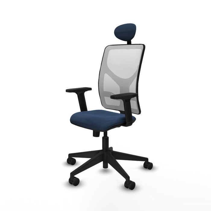 PIQUERAS Y CRESPO Silla de oficina Motilla con mecanismo Sincro, Azul marino y Blanco