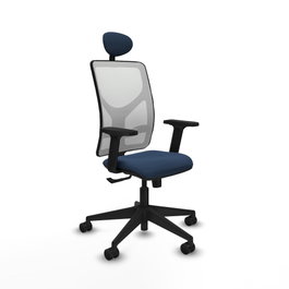 PIQUERAS Y CRESPO Silla de oficina Motilla con mecanismo Sincro, Azul marino y Blanco