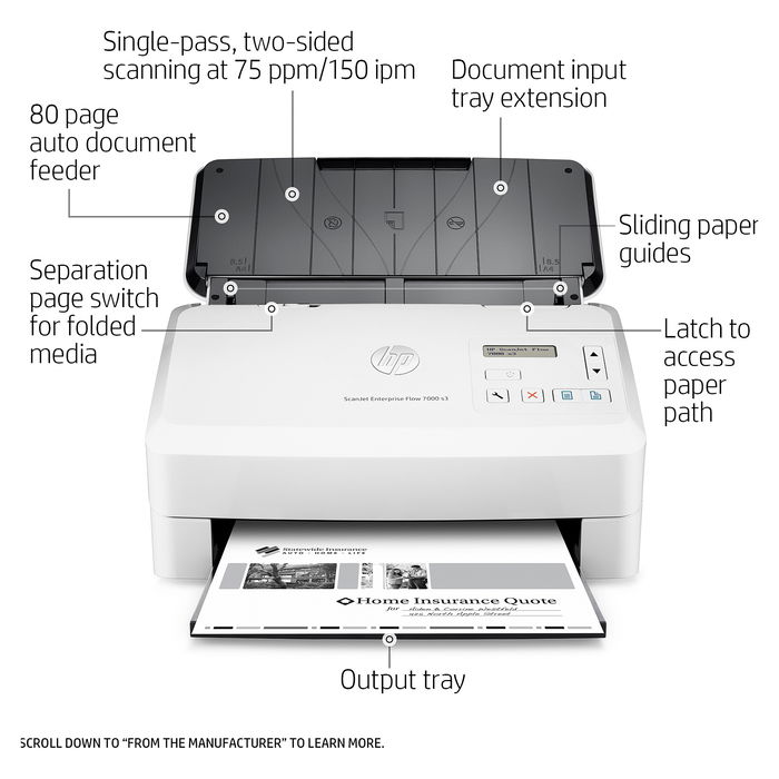 HP ScanJet Enterprise Flow 7000 s3 Escáner de Documentos 75 ppm ADF Duplex