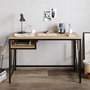 Hanah Home Mesa de Estudio Victory - Negro y Nogal, Tablero Melaminado, Patas Metal, 120cm Ancho