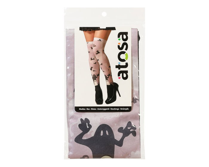 Medias Altas Azul Noche con Castillos y Murciélagos para Halloween Medias Altas Azul Noche con Castillos y Murciélagos para Halloween