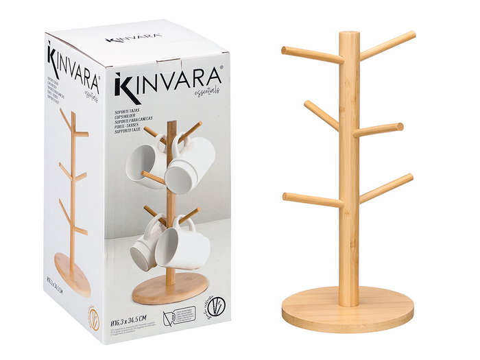 Kinvara Soporte Tazas Bambú Natural 19x34x19 cm (Set de 6) Kinvara Soporte Tazas Bambú Natural 19x34x19 cm (Set de 6)