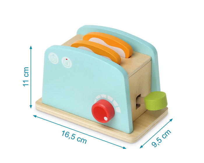 KioKids Tostadora de Madera con Accesorios Azul