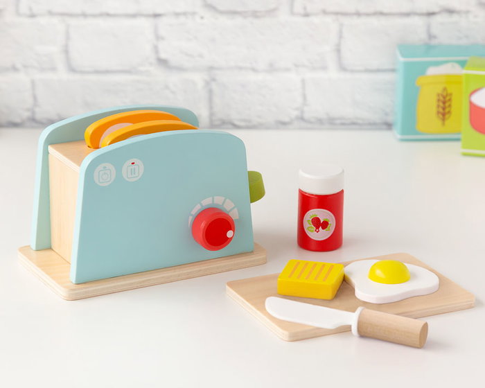 Juguete Tostadora en Madera con Accesorios para Desayuno Infantil +3 Años Juguete Tostadora en Madera con Accesorios para Desayuno Infantil +3 Años