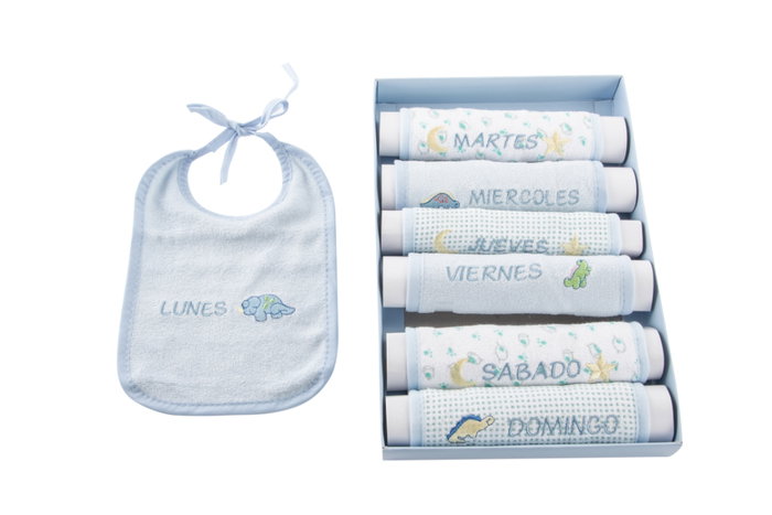 DKD Home Decor Babero Rosa Azul 0-6 Meses Set de 7 (4 Unidades) 29 x 3 x 19 cm