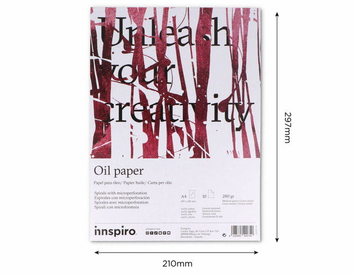 Innspiro Bloc de papel para óleo A4 de 280g, 10 páginas Innspiro Bloc de papel para óleo A4 de 280g, 10 páginas
