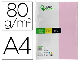 Liderpapel Papel Color A4 80gr Rosa Paquete 100 Hojas